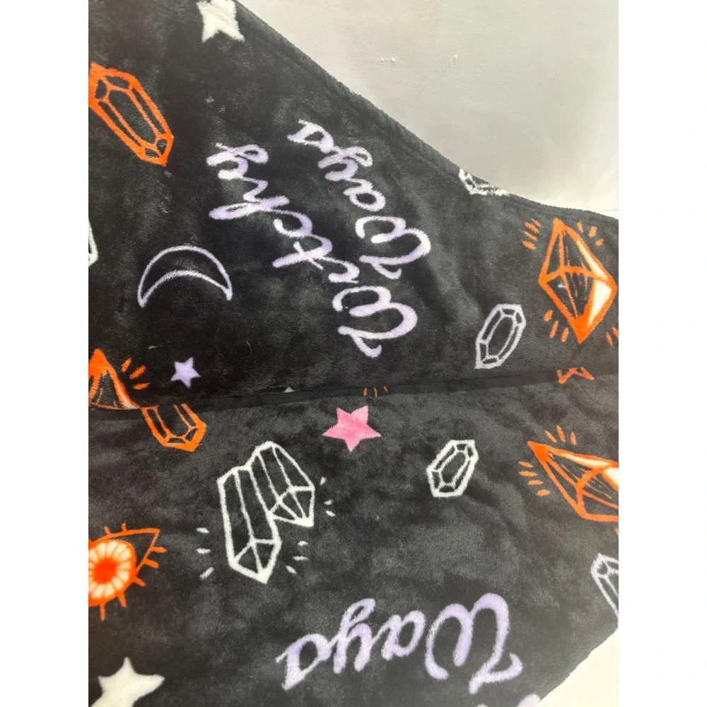 Luv Betsey Throw Blanket Unisex Black Witchy Ways Crystal Moon Stars Plush 54x50